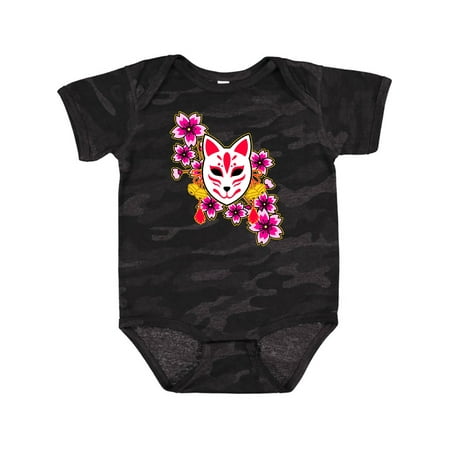 

Inktastic Kitsune Mask Illustration with Sakura Flowers Gift Baby Boy or Baby Girl Bodysuit