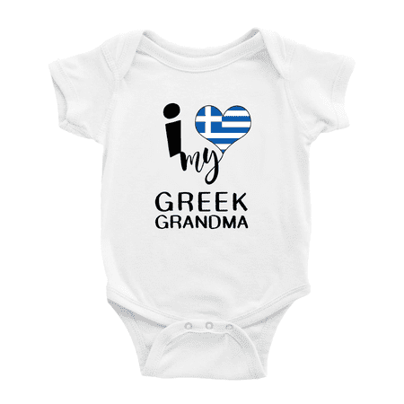 

I Heart My Greek Grandma Greece Love Flag Baby One-Pieces Baby Bodysuit (White 18-24 Months)