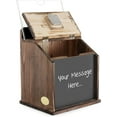 thumbnail image 2 of Rustic Burnt Wood Wall Mount or countertop Restaurant Tip Box,Fundraising Donation Money Collection/wide slot Comment Ballot Box with Lock and Keys,Clear Acrylic Display Holder and Chalkboard Surface, 2 of 4