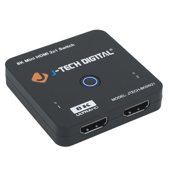 2-In 1-Out 8K HDMI 2.1 Mini Switch 48Gbps 8K@60Hz 4K@120Hz by J-Tech Digital