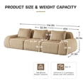 thumbnail image 2 of Aukfa 115" Overstuffed Cloud Sectional Sofa 3 Seat Modular Boneless Couch for Living Room, 3 Pillows, Flannel, Camel, 2 of 9