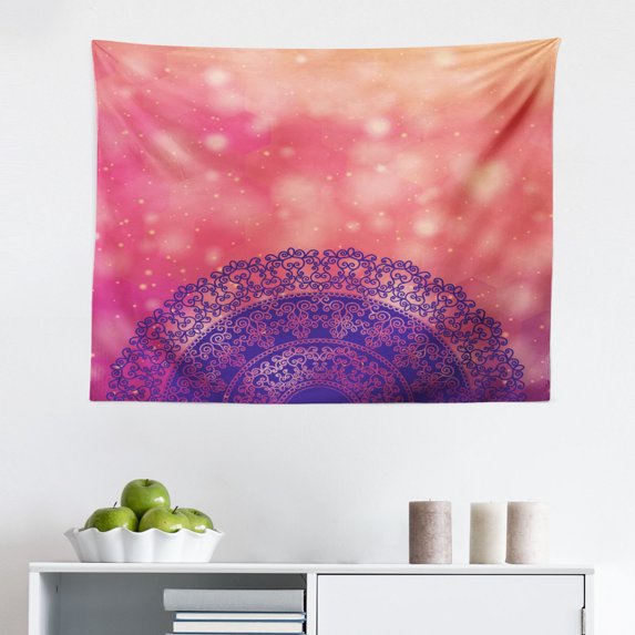 Paisley Tapestry, Pattern with Middle Eastern Influences Image, Fabric Wall Hanging Decor for Bedroom Living Room Dorm, 2 Sizes, Dark Blue White, by Ambesonne