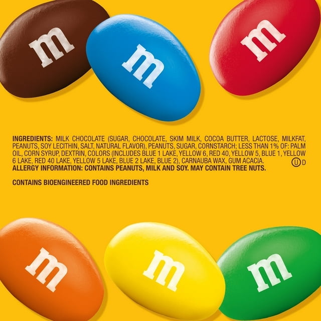 2 Pack M&M's Peanut Milk Chocolate Candy, Family Size - 18.08 oz Bulk Bag