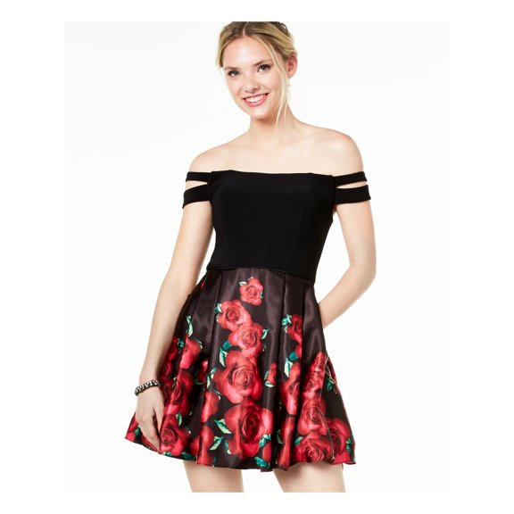 BLONDIE Womens Black Sleeveless Short Fit Flare Party Dress Juniors 1