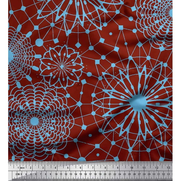 Soimoi Red Cotton Duck Fabric Artistic Geometric Print Fabric by Yard 42 Inch Wide