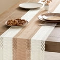 thumbnail image 4 of Camino de mesa ZeeMart, estilo macramé, bicolor, 35 x 275 cm, beige/marfil, 4 of 7