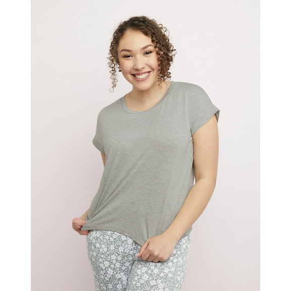 Maidenform Short Sleeve Hi-Low Hem Tee Heather Grey Women's Size Medium