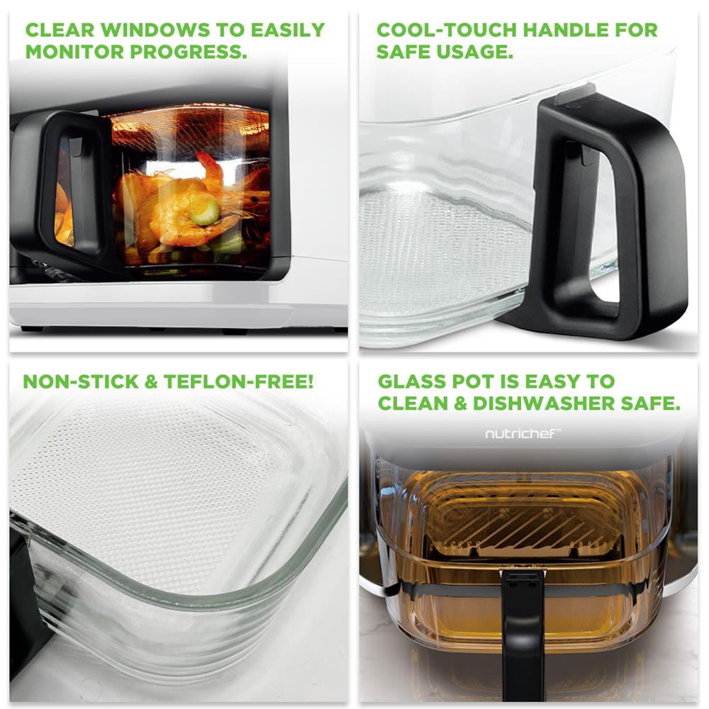 5.5 Liter Air Fryer - 5.8QT Customized Digital Display Electric Oil Free Cooker with Transparent Window (White)