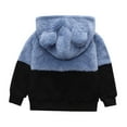 thumbnail image 4 of SonxaHe Toddler Boy Hooded Sweatshirt Flannel Long Sleeve Patchwork Warm Soft Cozy Winter Hooded Sweatshirt Blue,Sized 3-4, 4 of 6