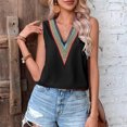 thumbnail image 2 of Camiseta sin mangas para mujer, cuello en V, encaje, agradable a la piel, cómoda, informal, para ir de compras, oficina, escuela, vacaciones, 2 of 6