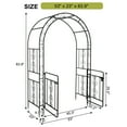 thumbnail image 5 of IVV 7FT Garden Arch Arbor with Entry Door, Heavy Duty Metal Arbour Archway, Decorative Frame Stand Trellis with Ground Stakes for Wedding Ceremony Party Plant Climbing Rose Vines Lawn, 5 of 10