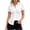 White, variant on Womens Blouses Button Down Collared Short Sleeve Ruched Front Fitted Slim Business Work Tops Summer Shirts, Black L