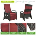 thumbnail image 5 of ATR ART to REAL Indoor Outdoor Wicker Recliner with Flip Table, Rattan Reclining Lounge Chair with Footrest, Red(Perfect for Slim Individuals), 5 of 14