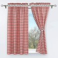 thumbnail image 2 of 100*140cm 100*140cm Juego de 2 cortinas opacas perforadas con 2 adornos de ventana a cuadros para interior de dormitorio, rojo, alto/ancho, 120/80cm, 2 of 4