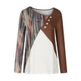 thumbnail image 6 of IROINNID Discount Womens Long Sleeve V-Neck Shirts V- Stripe Color Blocking Printing Recreational Tops,Brown, 6 of 9
