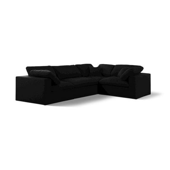 Meridian Furniture Serene 114" Linen Fabric Modular Sectional in Black