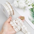 thumbnail image 3 of 10 Yards 1.5 Inch Beige Plaid Ribbon Checkered Ribbon Tan Gingham Double Chiffon Ruffled Edge Polyester Ribbon with Spool, 3 of 9