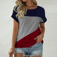 thumbnail image 2 of JFGHDG Basic Tee Short Sleeve Tops Oversized T Shirts tops for women trendy workout tops Women's Short Sleeved Loose Tops T Shirts Color Blocked Casual Sleeves Color Blocked T Shirts Dark Gray M, 2 of 4