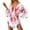 C-Red384, variant on DHFJKG Summer Swimwear Cover-Ups Women Floral Printed Beach Vacation Clothes Batwing Long Sleeve V Neck Tie Waist Stylish Beachwear