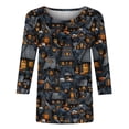 thumbnail image 4 of Xihbxyly Hauts Décontractés pour Femmes Manches 3/4 Mode Femmes Imprimé Col Rond T-shirt à Manches 3/4 Chandail Haut Blouse Offres des Fêtes, 4 of 4