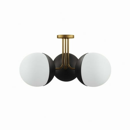 

Stellar 3-Light Semi-Flush Ceiling Light Opal Satin Brass