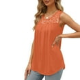 thumbnail image 5 of Timegard Tank Tops for Women Round Neck Lace Pleated Comfy Blouse Sleeveless Dressy Casual Tunic Tops, 5 of 5