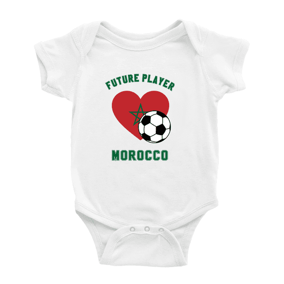 Future Soccer Player Morocco Soccer Fan Cute Baby Rompers Baby Clothes (White, 12-18 Months)