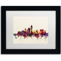 Trademark Fine Art "Indianapolis Indiana Skyline" Canvas Art by Michael Tompsett, White Matte, Black Frame