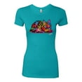 thumbnail image 2 of Colorful Rainbow Cat Animal Lover Womens Slim Fit Junior Tee, Tahiti Blue, Small, 2 of 3