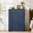 thumbnail image 5 of LEYAOYAO 3-Piece Bedroom Furniture Set, 6 Drawer Dresser and 2 Two-Drawer Nightstands with Open Shelves, Charging Station, Fluted Design, Navy Blue, 5 of 9