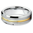 thumbnail image 2 of Tungsten Wedding Band Tungsten Carbide Ring 7mm Yellow Gold Tungsten Gray Ring Men and Women Comfort Fit, 2 of 3