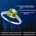thumbnail image 2 of Gem Stone King 14K White Gold Green Peridot and White Lab Grown Diamond Engagement Ring for Women | 2.33 Cttw | Round 8MM | Gemstone August Birthstone | Size 9, 2 of 6