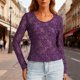 thumbnail image 1 of AUNVITO Women's Sheer Lace Long Sleeve Slim Fit Top Elegant and Sexy Style, 1 of 7