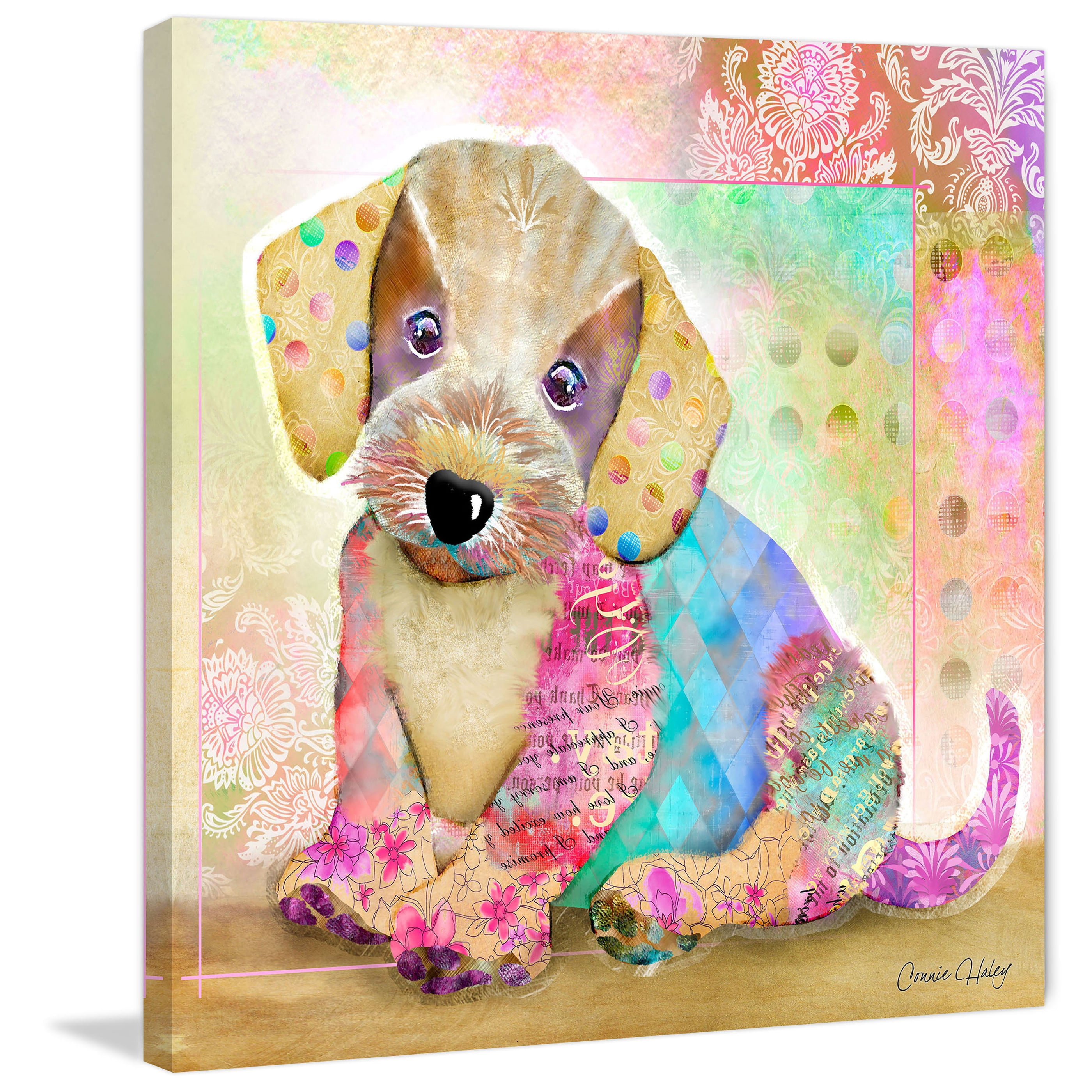 Marmont Hill "Puppy Love II" by Connie Haley Painting Print on Wrapped Canvas