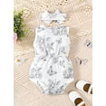 thumbnail image 4 of Mikrdoo Baby Girls Clothes Butterfly Print Floral Graphics Sleeveless Summer Bodysuits With Headband 2Pcs Romper Sets 3-6 Months White, 4 of 8