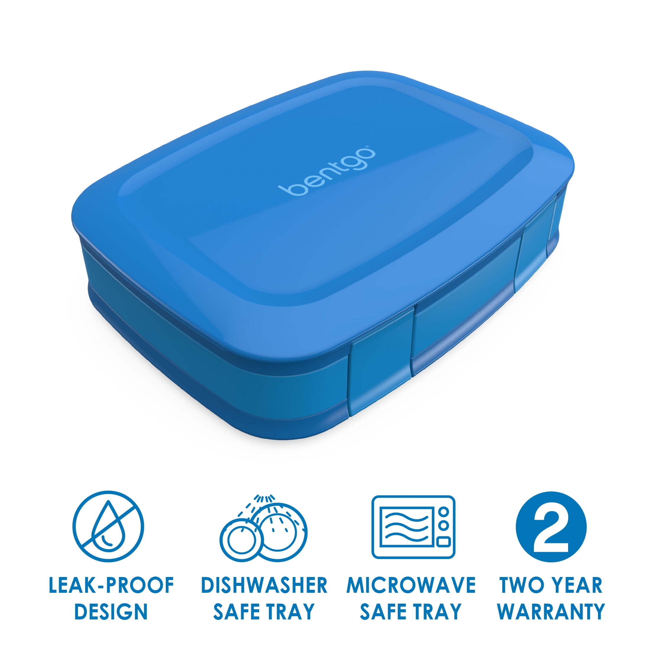 (3 pack) Bentgo Fresh – Leak-Proof, Versatile 4-Compartment Bento-Style Lunch Box with Removable Divider, Portion-Controlled Meals for Teens and Adults On-The-Go – BPA-Free, Food-Safe Materials  (Blue)