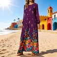 thumbnail image 4 of Vestido con Cuello Redondo de Manga Larga de Gasa Impreso para las Mujeres, Moda de Verano de Primavera Informal Y Elegante, 4 of 5