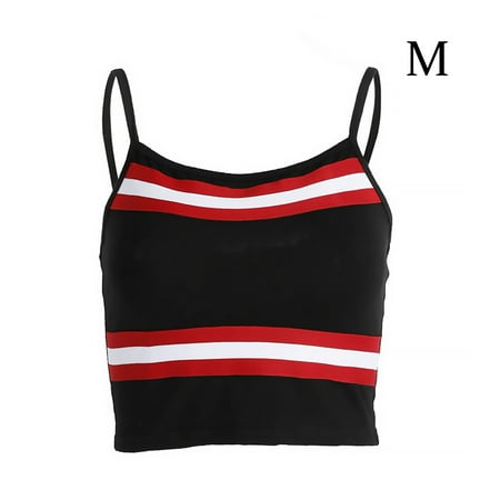 Akoyovwerve Sexy Midriff Off-Collar Striped Halter Short Bottoming Vest Top For Women