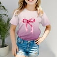 thumbnail image 2 of Hessimy Girls Puff Short Sleeve Shirts Round Neck Tunic Tops Casual Solid Blouses(Purple,3-4 Years), 2 of 3