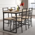 thumbnail image 3 of UHOMEPRO 5 Piece Kitchen Table Set, Solid Wood Dining Table Set with 4 Chairs, Farmhouse Dining Room Set for 4, Rectangle Kitchen Table and Chairs for Bar Dining Room Breakfast Nook, Beige+Black, 3 of 7