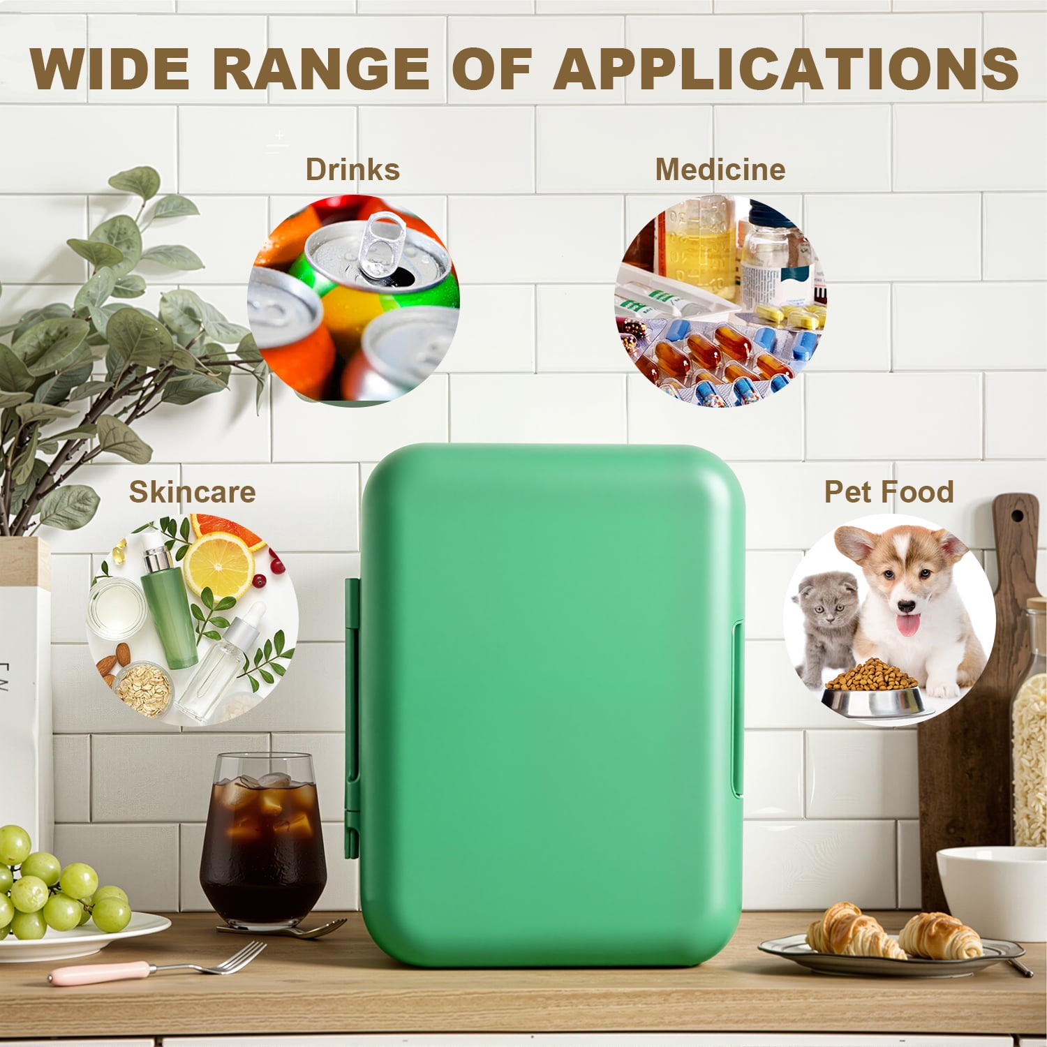 4L/6Can Mini Fridge, Retro Design ,Portable Skincare refrigerator, Small Cooler for Car & Home Use