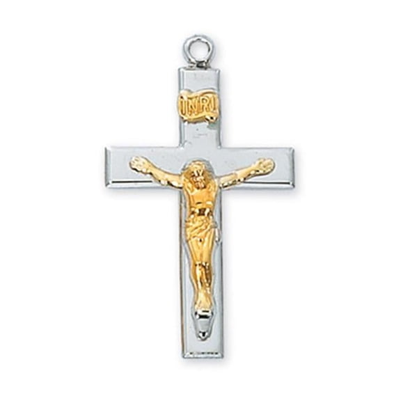 McVan L7019 1.22 x 0.7 x 0.5 in. Sterling Silver Two Tone Crucifix Pendant