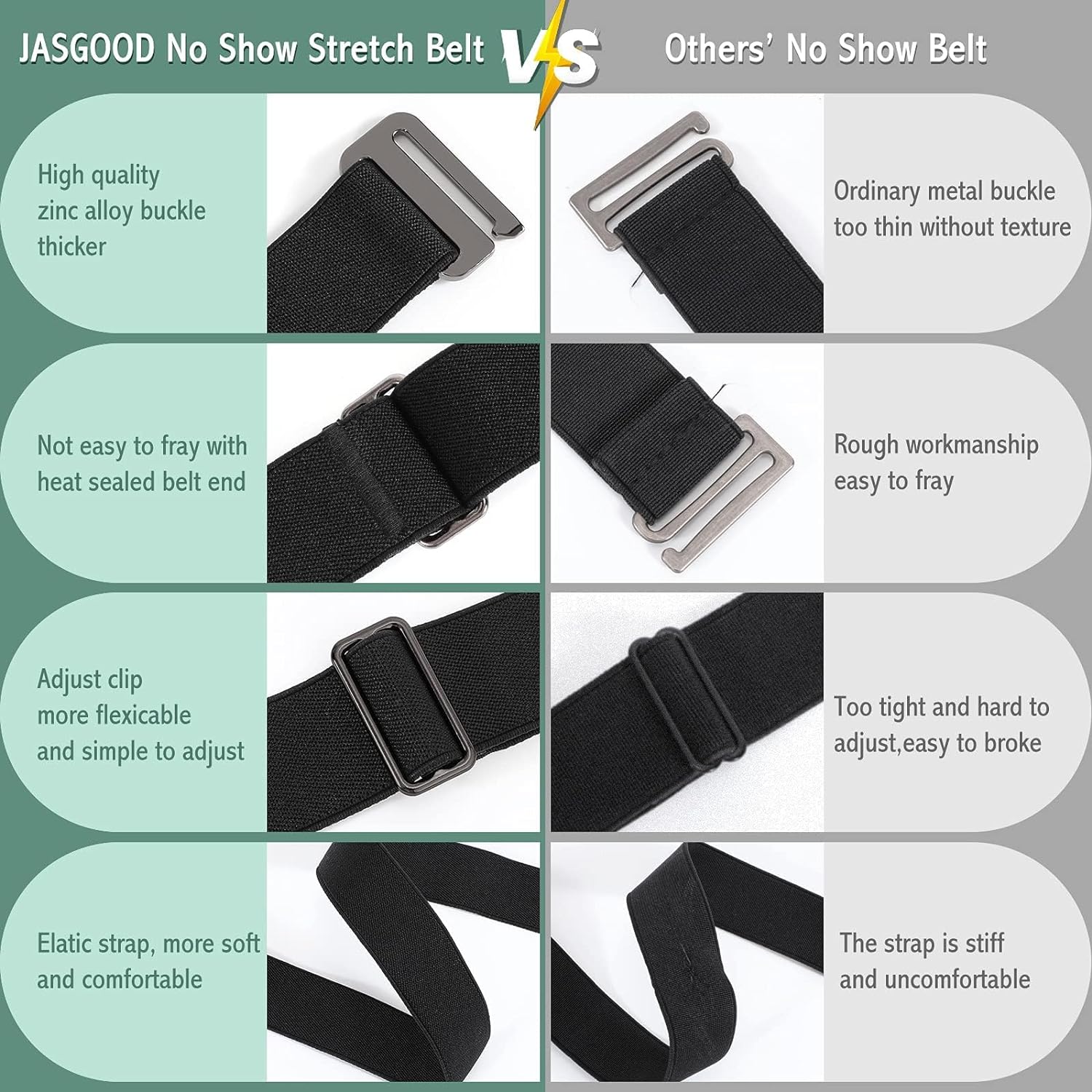 1741 No Show Elastic Belts For Women With Invisible Flat Buckle Stretch Web Invisible Women Stretch Belt No Show Elastic Web Strap Belt  main image 3