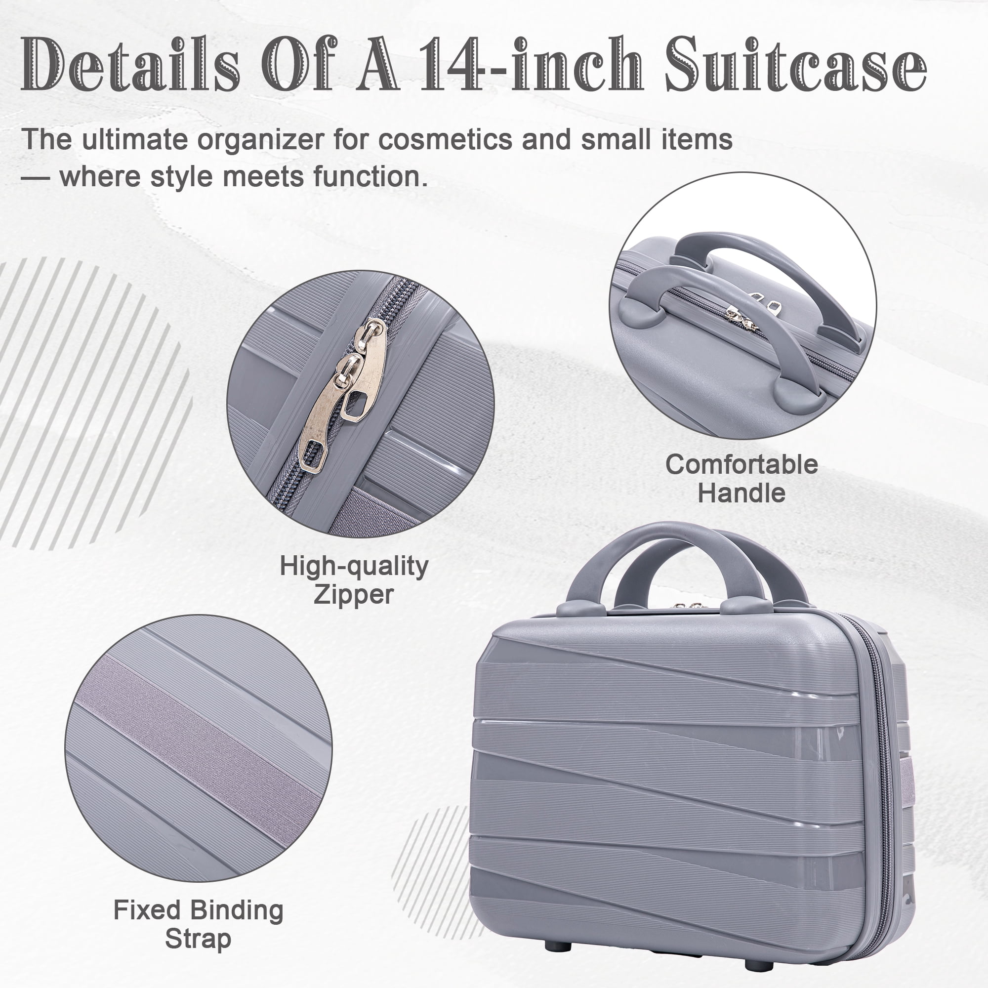 Alvantor 4 Pcs Hardside Luggage Set with Spinner Wheel, Lightweight Suitcase Set Light Gray