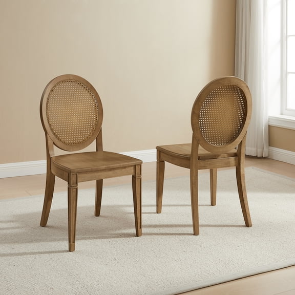 Crosley Furniture Katia 2-Piece Cane-Back Dining Chair Set in Driftwood