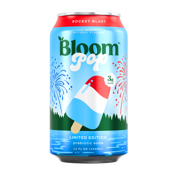 Bloom Nutrition Pop Prebiotic Soda, Rocket Blast, 12 fl oz Can