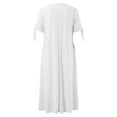 thumbnail image 4 of Adeawade Women Dresses Flowy Pleated Dress Solid Lace Hollow Button Pocket Dress Bow Short Sleeve V Neck Midi Dress Classic Wear M White, 4 of 4