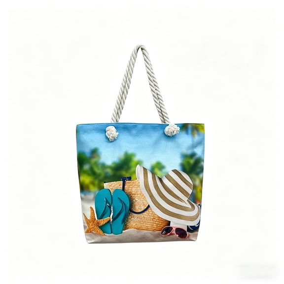 Guodhu waterproof and sandproof beach bags,Large Canvas Beach Tote Bag for Women with Rope Handle, Waterproof Sandproof Summer Travel Bag for Vacation Pool Gym,travel beach bag(B)