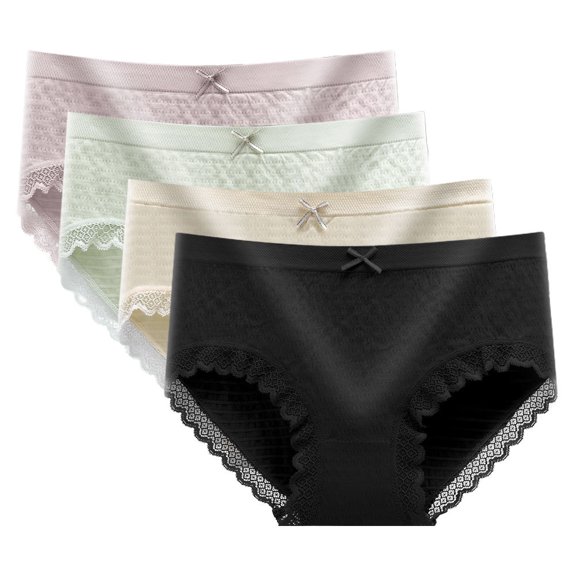LOLIPPYY 4pcs Breathable Cotton Underwear Female Underpants for Daily Wear