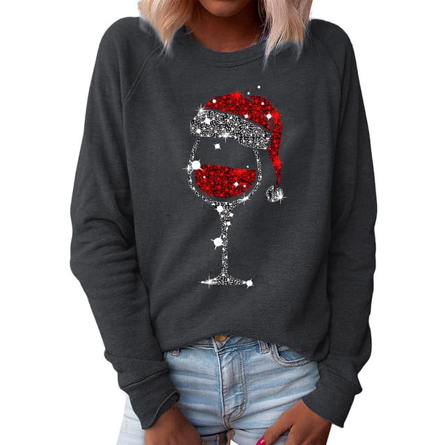 Chandail en Molleton de Noël Décontracté pour Femmes, Col Rond, Manches Longues, Blouse, Chandail-Over